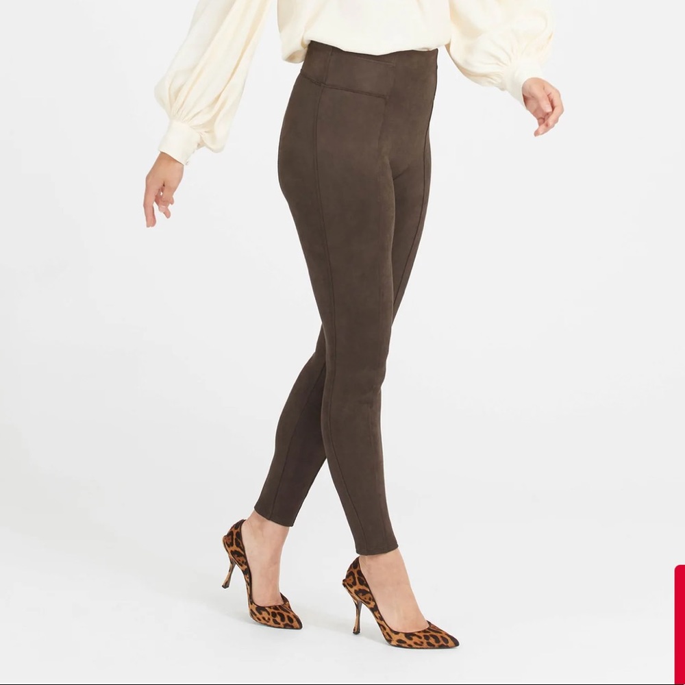 Spanx faux suede leggings. Size Medium. Chocolate brown color.